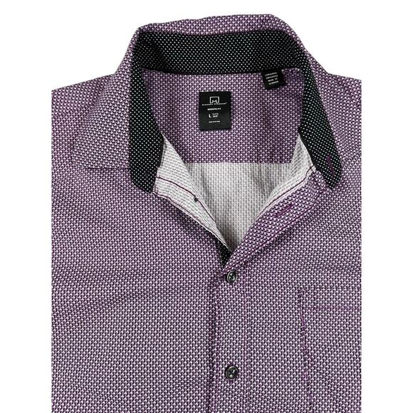 Michael Strahan Men's Dress Shirt Size L Modern Fit Purple Geometric Pattern - Picture 4 of 9